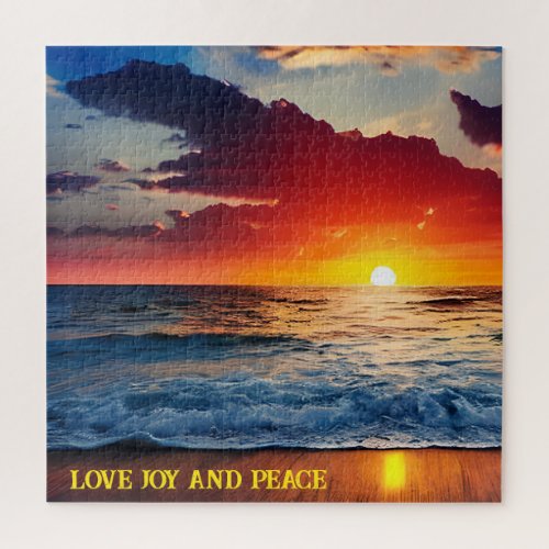 Colorful Jigsaw Puzzle Watercolor Beach Sunset