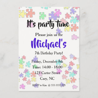 Colorful Jigsaw puzzles pieces Invitation