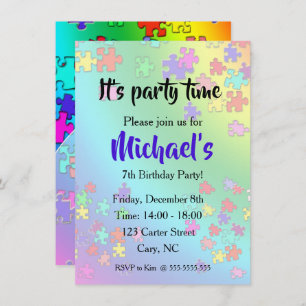Colorful Jigsaw puzzles pieces Invitation