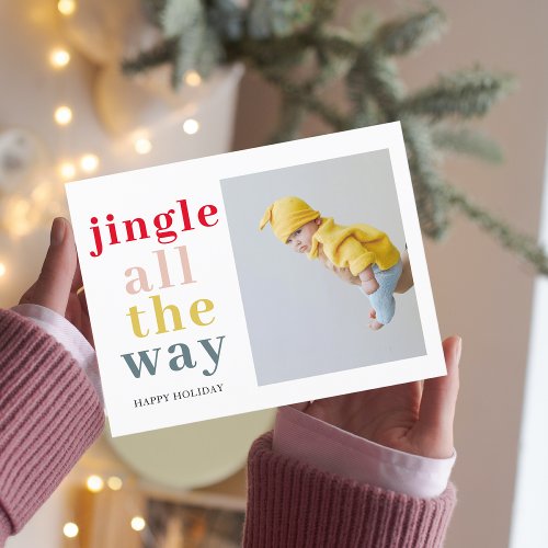 Colorful Jingle All The Way With Photo Postcard