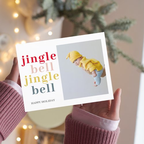 Colorful Jingle Bell With Photo  Happy Holiday Postcard