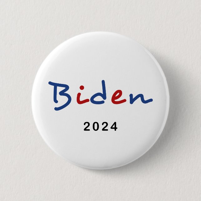 Colorful Joe Biden 2024 Script Text Button (Front)