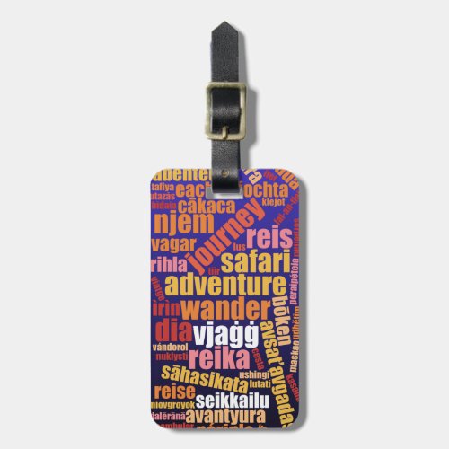 Colorful Journey in Many Languages Word Cloud Luggage Tag
