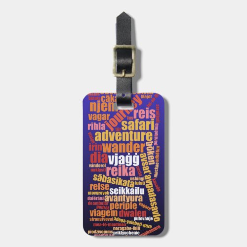 Colorful Journey in Many Languages Word Cloud Luggage Tag