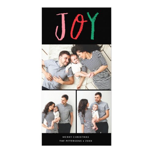 Colorful Joy 3 Photo Christmas Holiday Card
