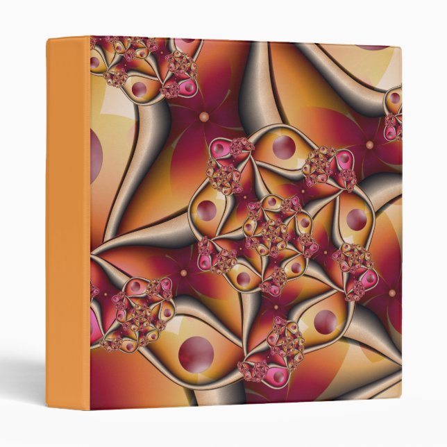 Colorful Joy Abstract Red Orange Fantasy Fractal Binder (Front/Spine)