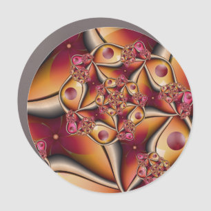 Colorful Joy Abstract Red Orange Fantasy Fractal Car Magnet