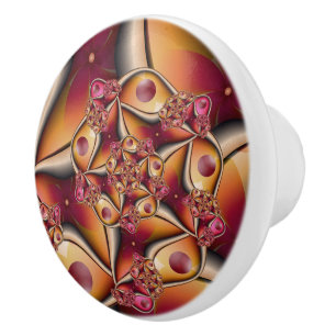 Colorful Joy Abstract Red Orange Fantasy Fractal Ceramic Knob