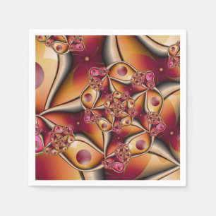 Colorful Joy Abstract Red Orange Fantasy Fractal Napkins