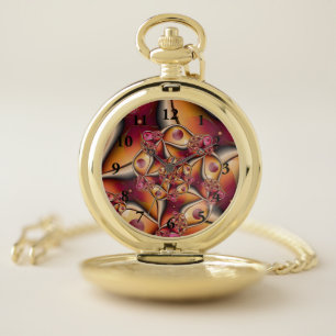 Colorful Joy Abstract Red Orange Fantasy Fractal Pocket Watch