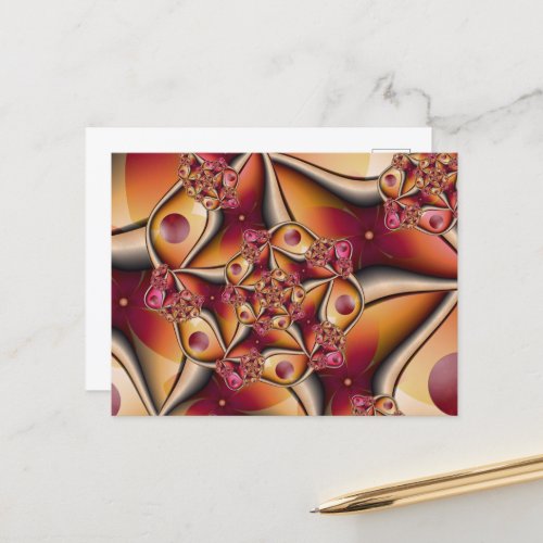 Colorful Joy Abstract Red Orange Fantasy Fractal Postcard