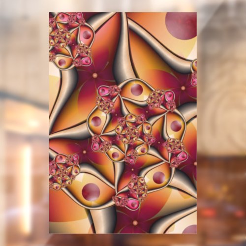 Colorful Joy Abstract Red Orange Fantasy Fractal Window Cling