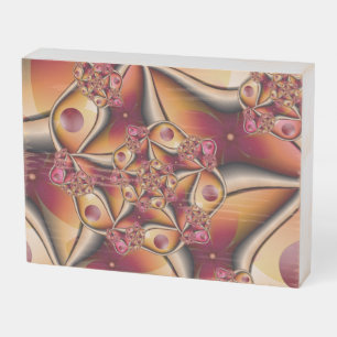 Colorful Joy Abstract Red Orange Fantasy Fractal Wooden Box Sign