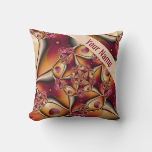 Colorful Joy Abstract Red Orange Fantasy Name Throw Pillow