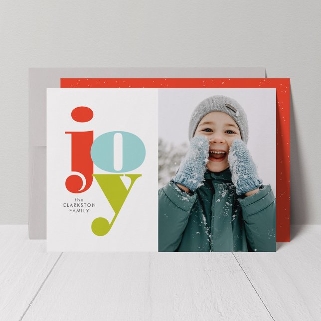 Colorful joy bright bold one photo Christmas Holiday Card (Creator Uploaded)