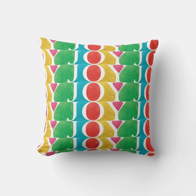 colorful JOY JOY JOY merry christmas  Throw Pillow (Front)