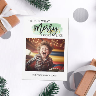 Colorful Joy Merry Christmas Photo Holiday Card