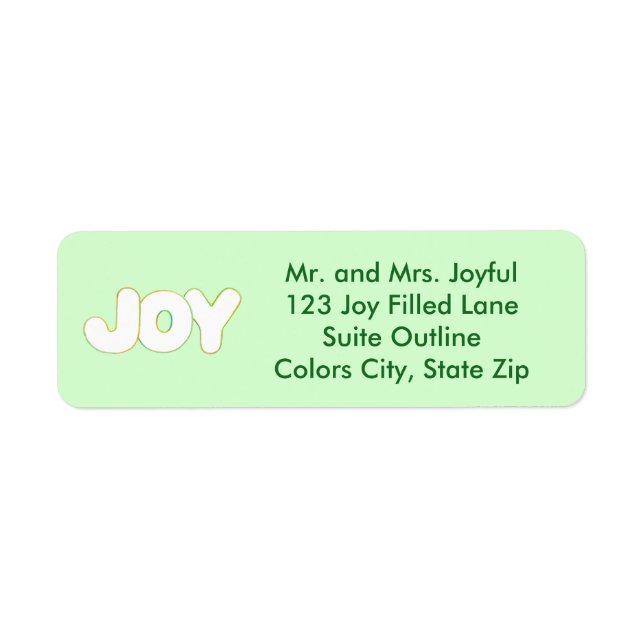Colorful Joy Word Outline Address Labels (Front)