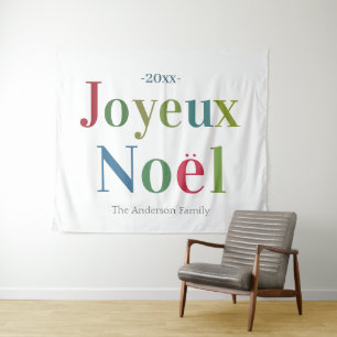 Colorful Joyeux Noel French Christmas Tapestry