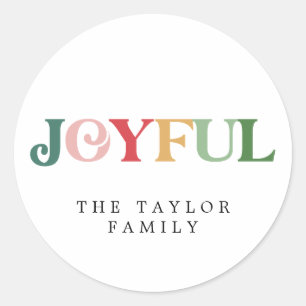 Colorful Joyful Christmas Holiday Gift Classic Round Sticker