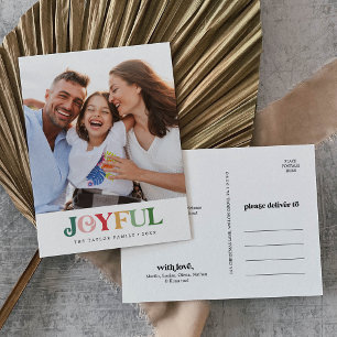 Colorful Joyful Christmas Portrait Photo Holiday Postcard