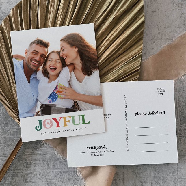 Colorful Joyful Christmas Portrait Photo Holiday Postcard (Creator Uploaded)