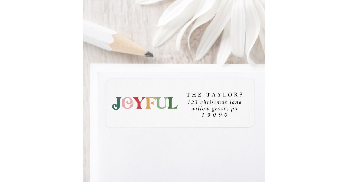Colorful Joyful Christmas Return Address Label | Zazzle