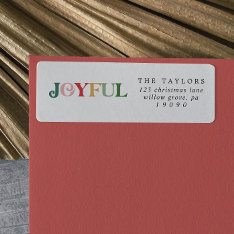 Colorful Joyful Christmas Return Address Label at Zazzle