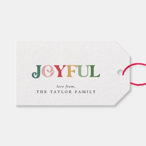 Colorful Joyful Family Holiday Gift Tags