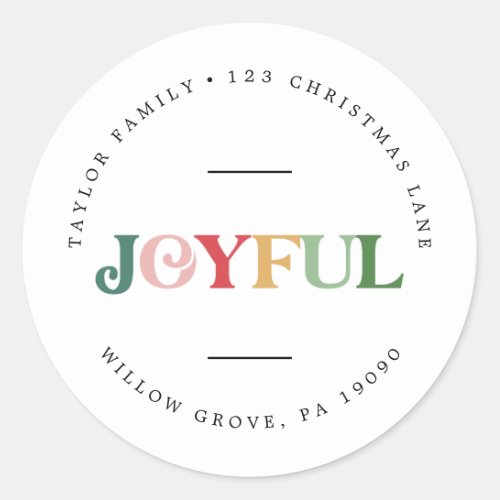 Colorful Joyful Holiday Circular Return Address Classic Round Sticker