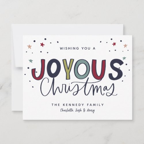 Colorful Joyous Christmas Typography Holiday Card 