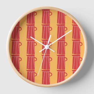 Colorful Jug Pattern on Yellow Background Clock