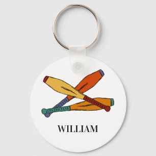 Colorful Juggling Clubs Jugglers Personalized Keychain
