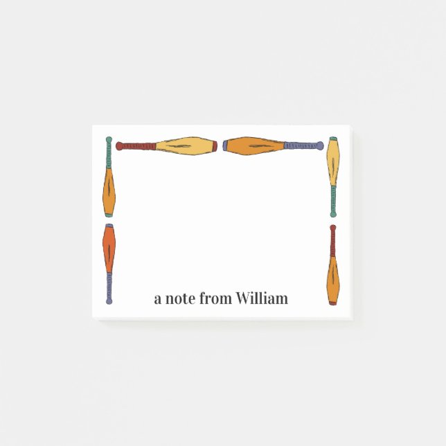 Colorful Juggling Clubs Jugglers Personalized Post-it Notes (Front)