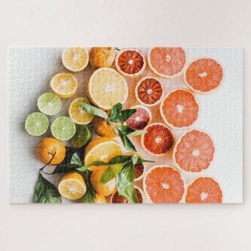 Colorful Juicy Sliced Citrus Fruits difficult 1000 Jigsaw Puzzle