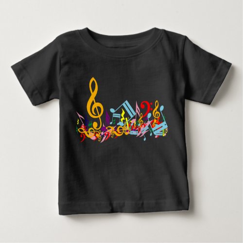 Colorful Jumbled Musical Notes Baby T_Shirt