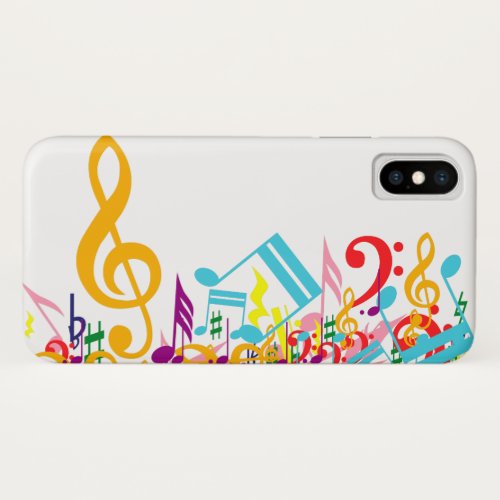 Colorful Jumbled Musical Notes iPhone X Case