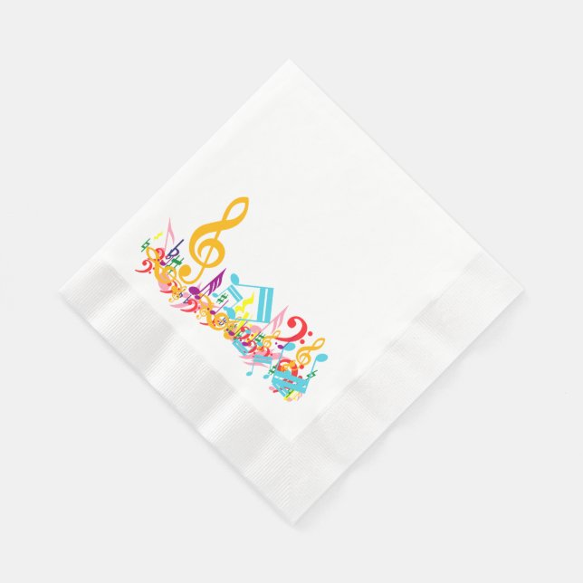 Colorful Jumbled Musical Notes Paper Napkins (Corner)