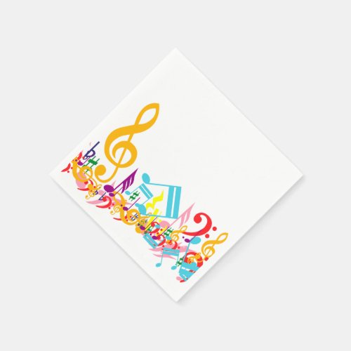 Colorful Jumbled Musical Notes Paper Napkins