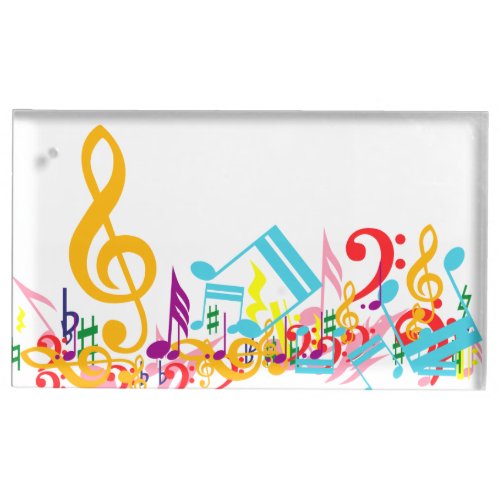 Colorful Jumbled Musical Notes Place Card Holder