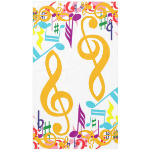 Colorful Jumbled Musical Notes Tablecloth