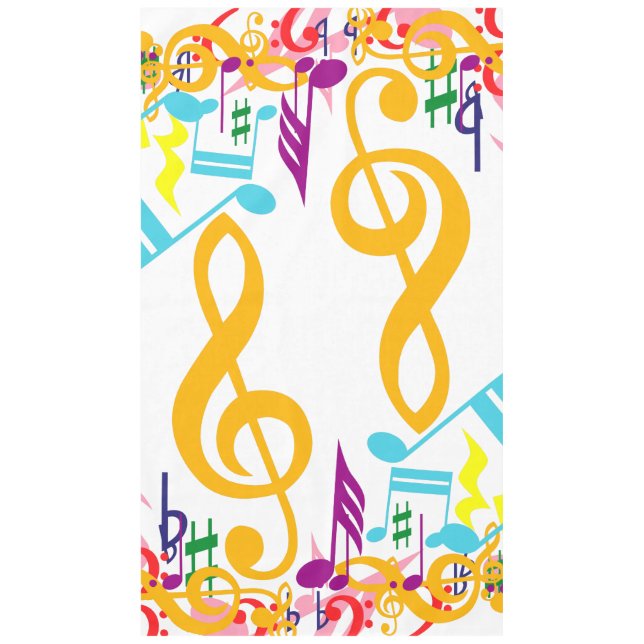 Colorful Jumbled Musical Notes Tablecloth (Front)