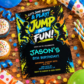Colorful Jump Birthday Invitation
