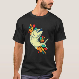Colorful Jumping Fish Humor Splash Ocean Scene T-Shirt