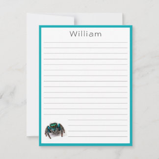 Colorful Jumping Spider Flat Kids Lined Note Card