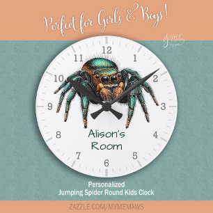 Colorful Jumping Spider Kid's Room  Round Clock
