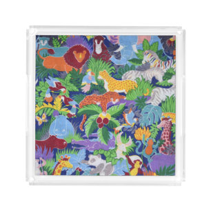 Colorful Jungle Animals Acrylic Tray