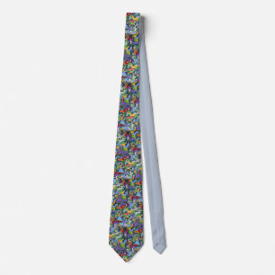colorful jungle animals neck tie