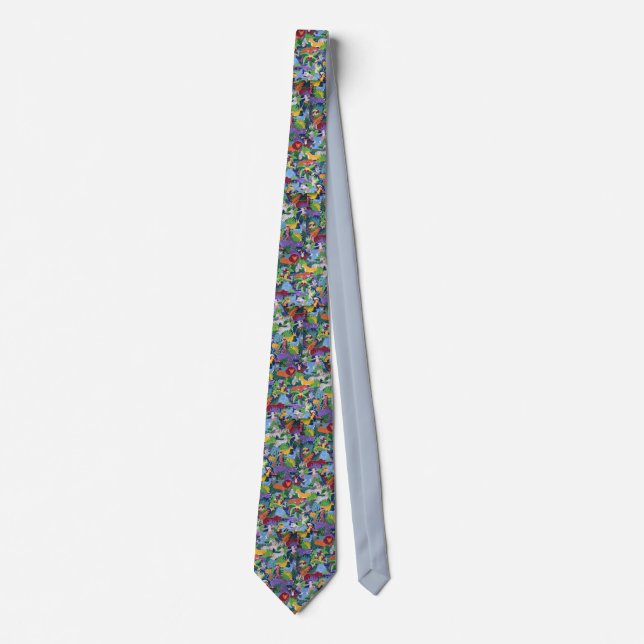 colorful jungle animals neck tie (Front)