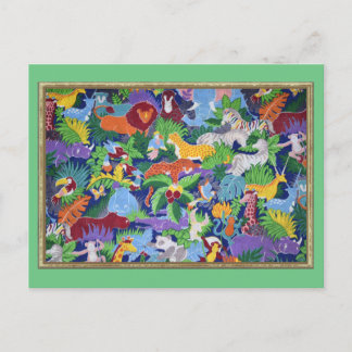 Colorful Jungle Animals Postcard